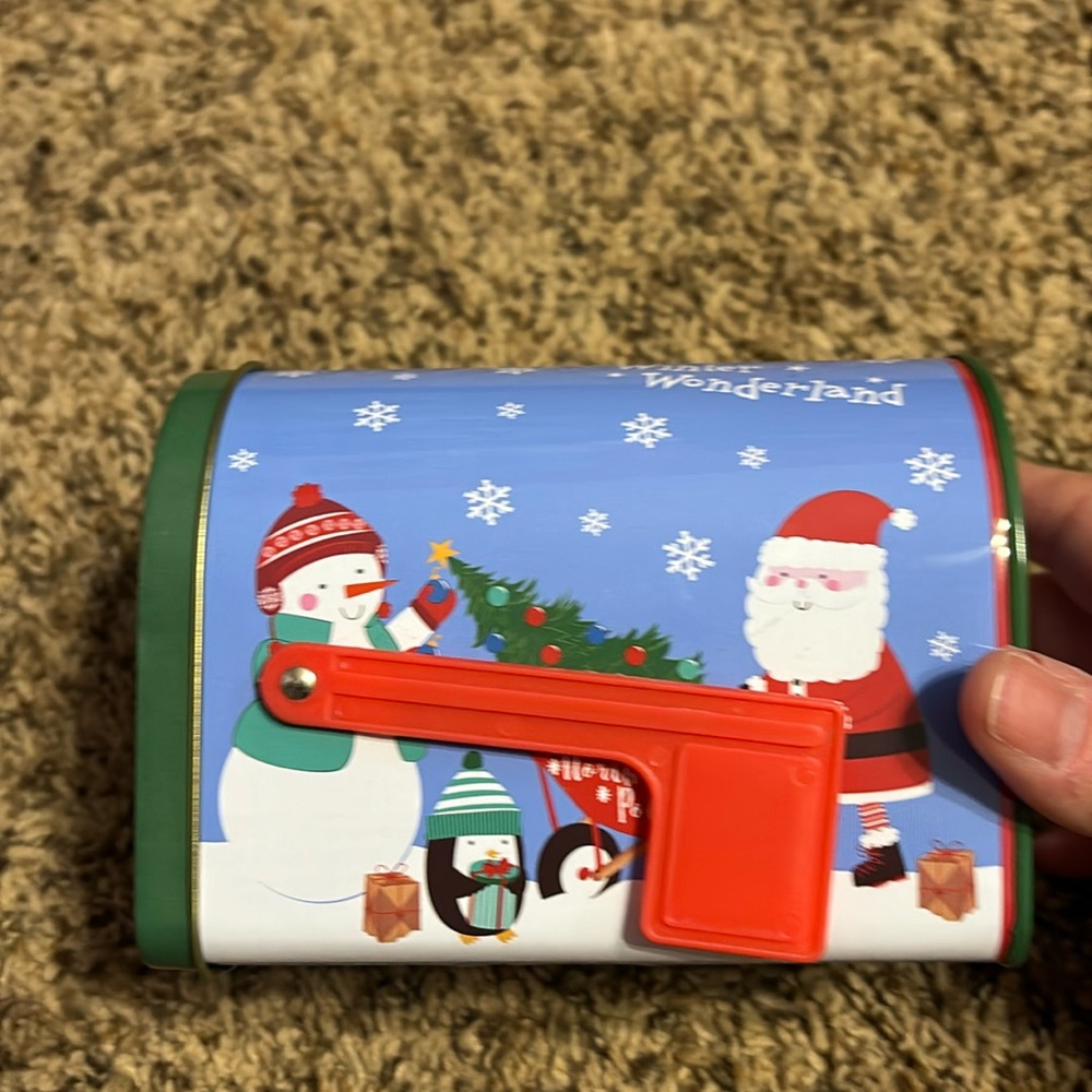 New metal tin Santa Christmas mailbox